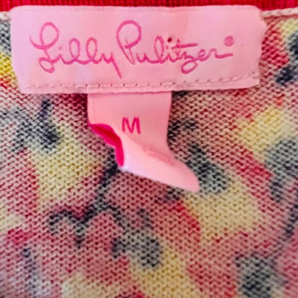 Lilly Pulitzer Pink Floral Merino Wool Knit Sweater Womens Size M - Picture 9 of 12